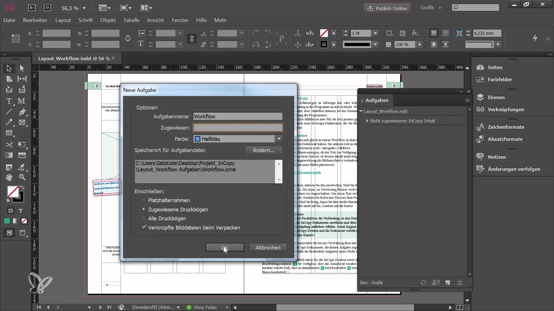 Export eficient al documentelor InDesign în Adobe InCopy CC