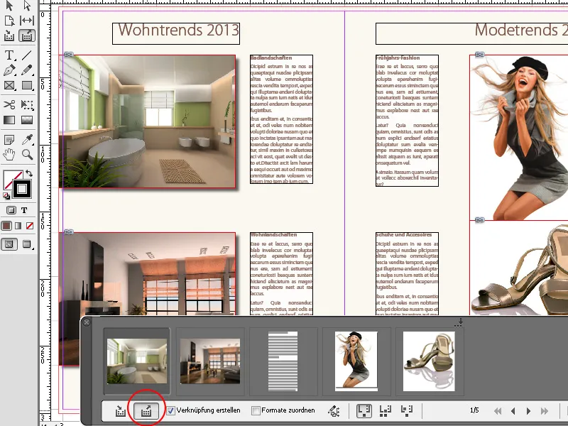 Nástroj pro vkládání obsahu a umisťování obsahu v programu InDesign