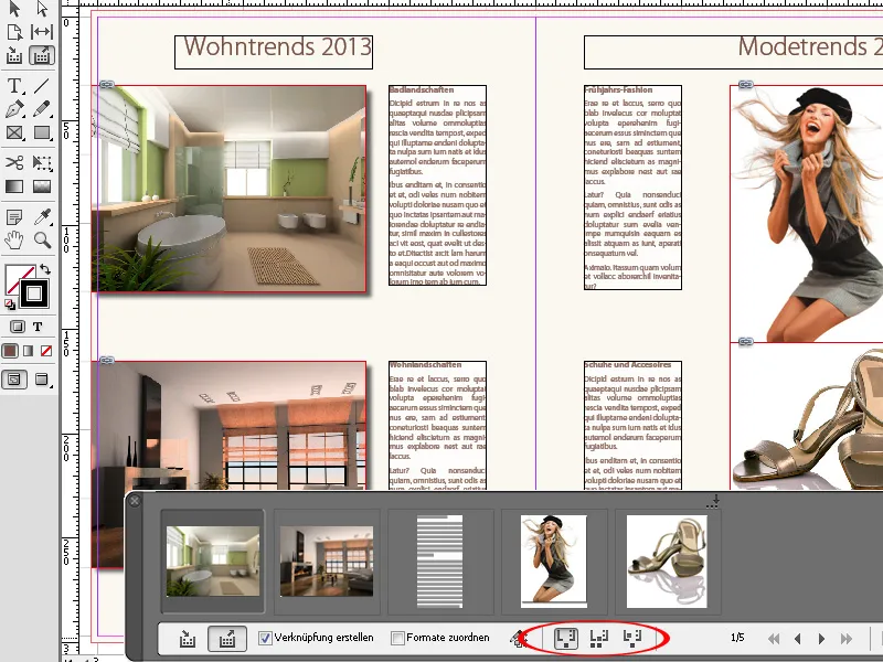 Nástroj pro vkládání a umisťování obsahu v programu InDesign