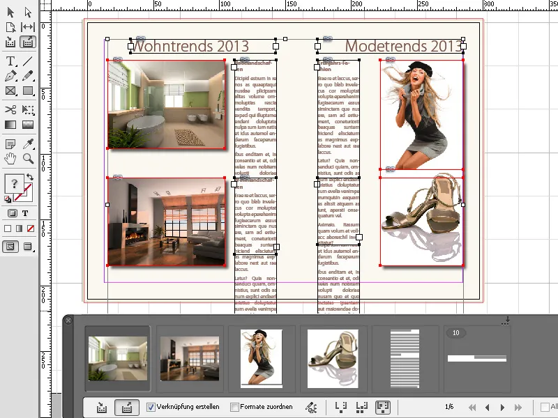 Instrumentul de preluare și plasare a conținutului din InDesign