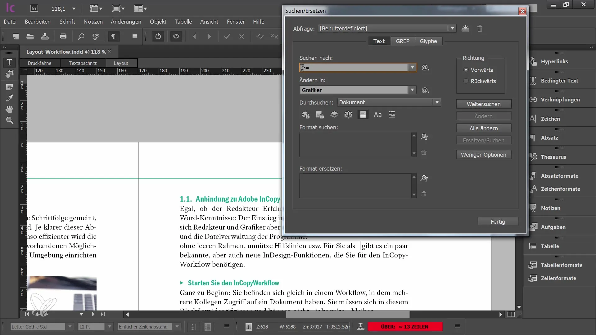 Dicas para usar o tesauro e a função de pesquisa no Adobe InCopy CC