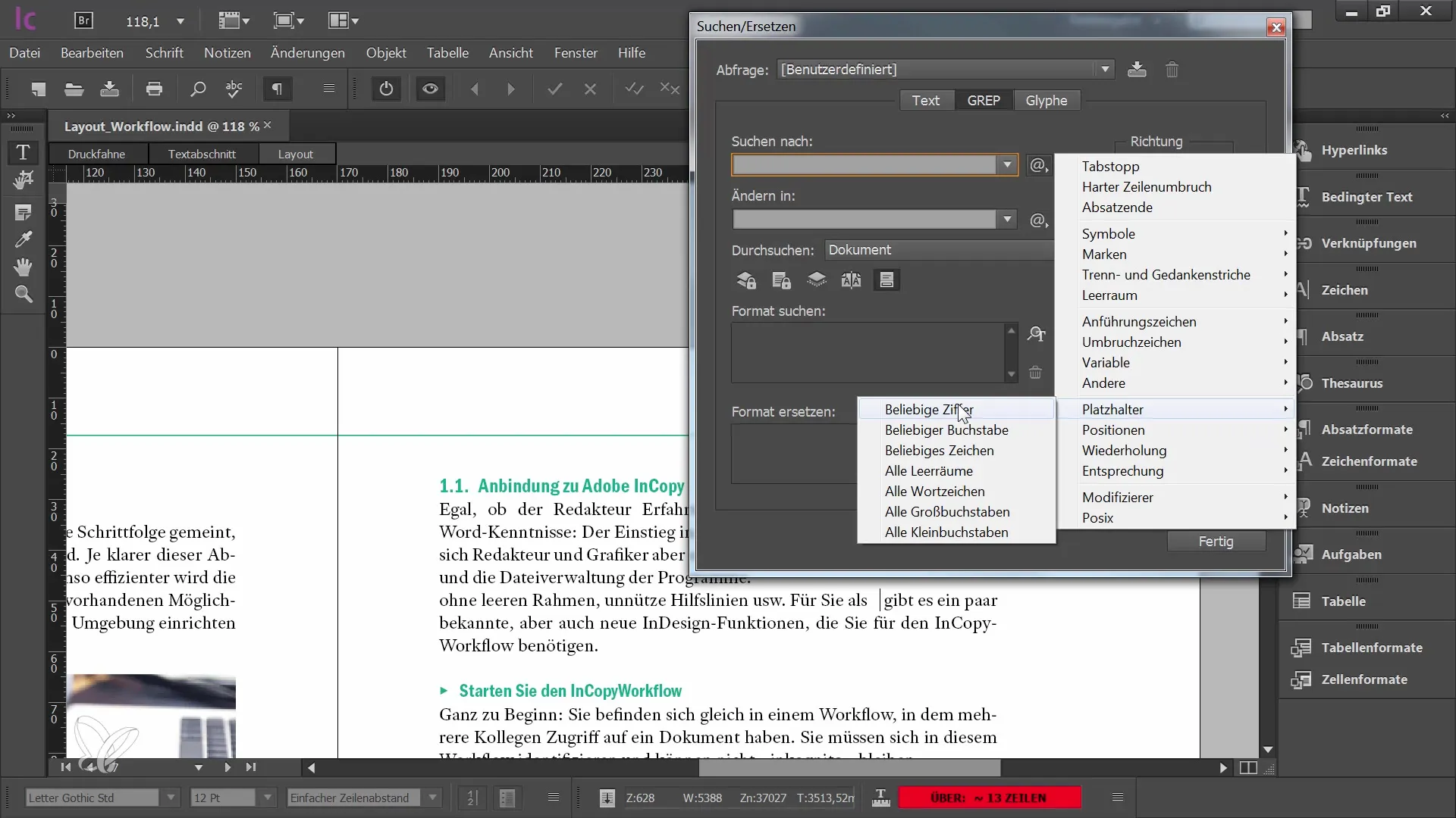 Tipps für die Nutzung von Thesaurus und Suchfunktion in Adobe InCopy CC