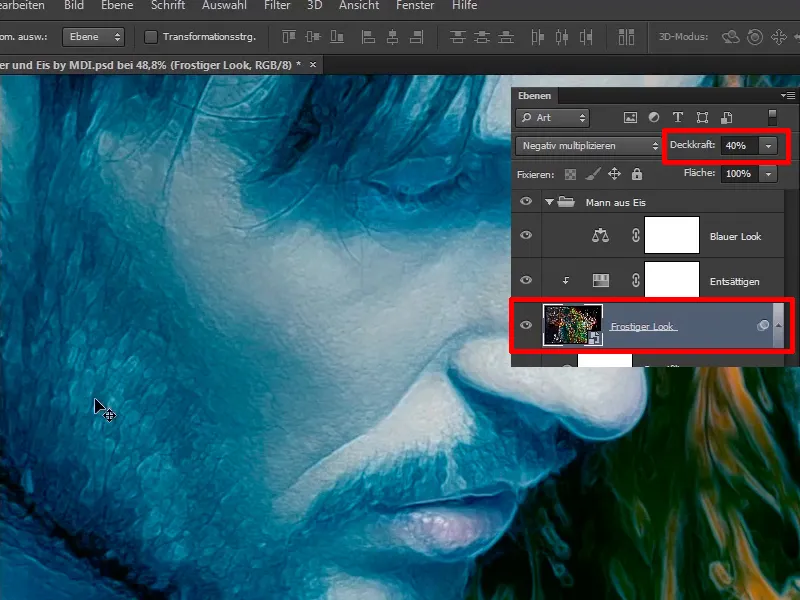 Photoshop-Composing - Api dan Es - Bagian 09: Tampilan berbau es dari pria