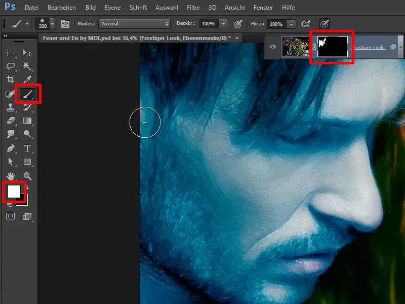 Photoshop-Composing - Api dan Es - Bagian 09: Tampilan berkesan dingin pada pria