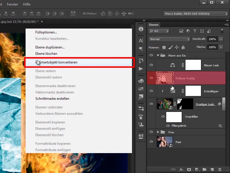 Photoshop-Composing - Api dan Es - Bagian 09: Tampilan berkesan es dari pria