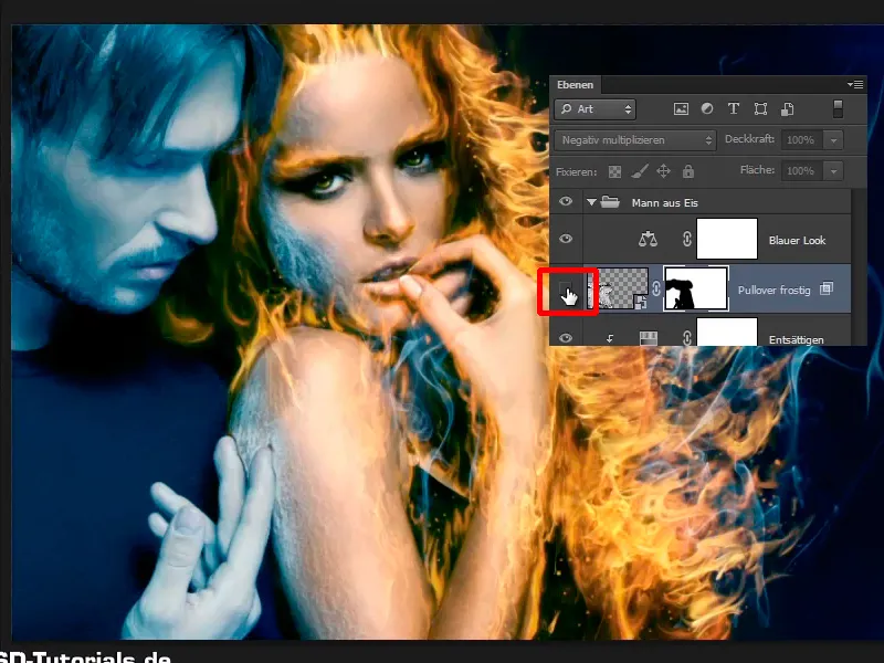 Penggabungan Photoshop - Api dan Es - Bagian 09: Tampilan es dari pria