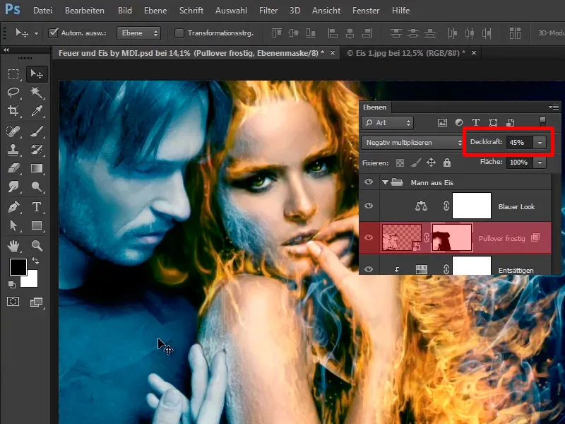 Photoshop-Composing - Api dan Es - Bagian 09: Tampilan berangin dari pria