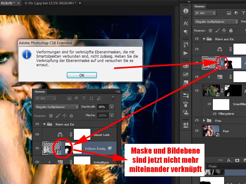 Fotomontažas "Photoshop" – ugnis ir ledas – dalis 09: Vyro ledinis įvaizdis