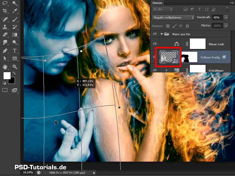 Photoshop-Composing - Ugnis ir ledas - Dalis 09: Vyro šaltas išvaizda