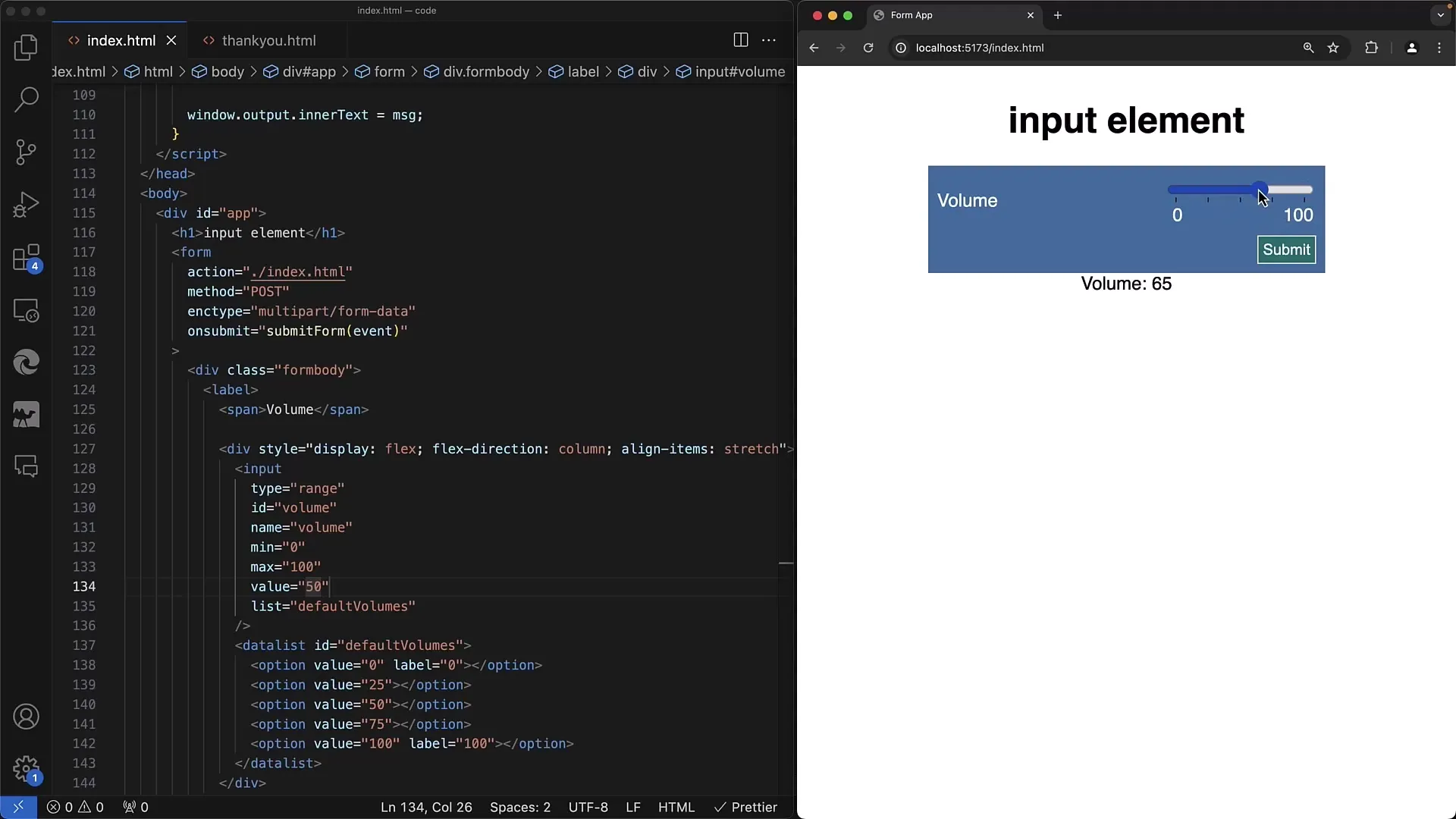 Implementierung eines Range Sliders in Web-Formularen