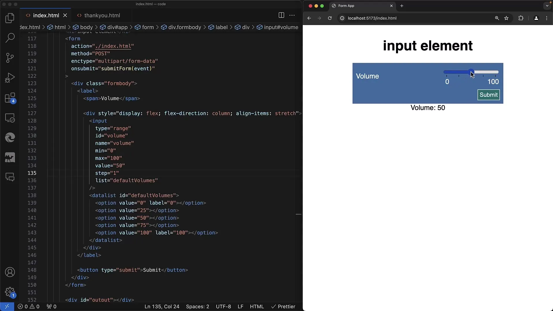 Implementierung eines Range Sliders in Web-Formularen