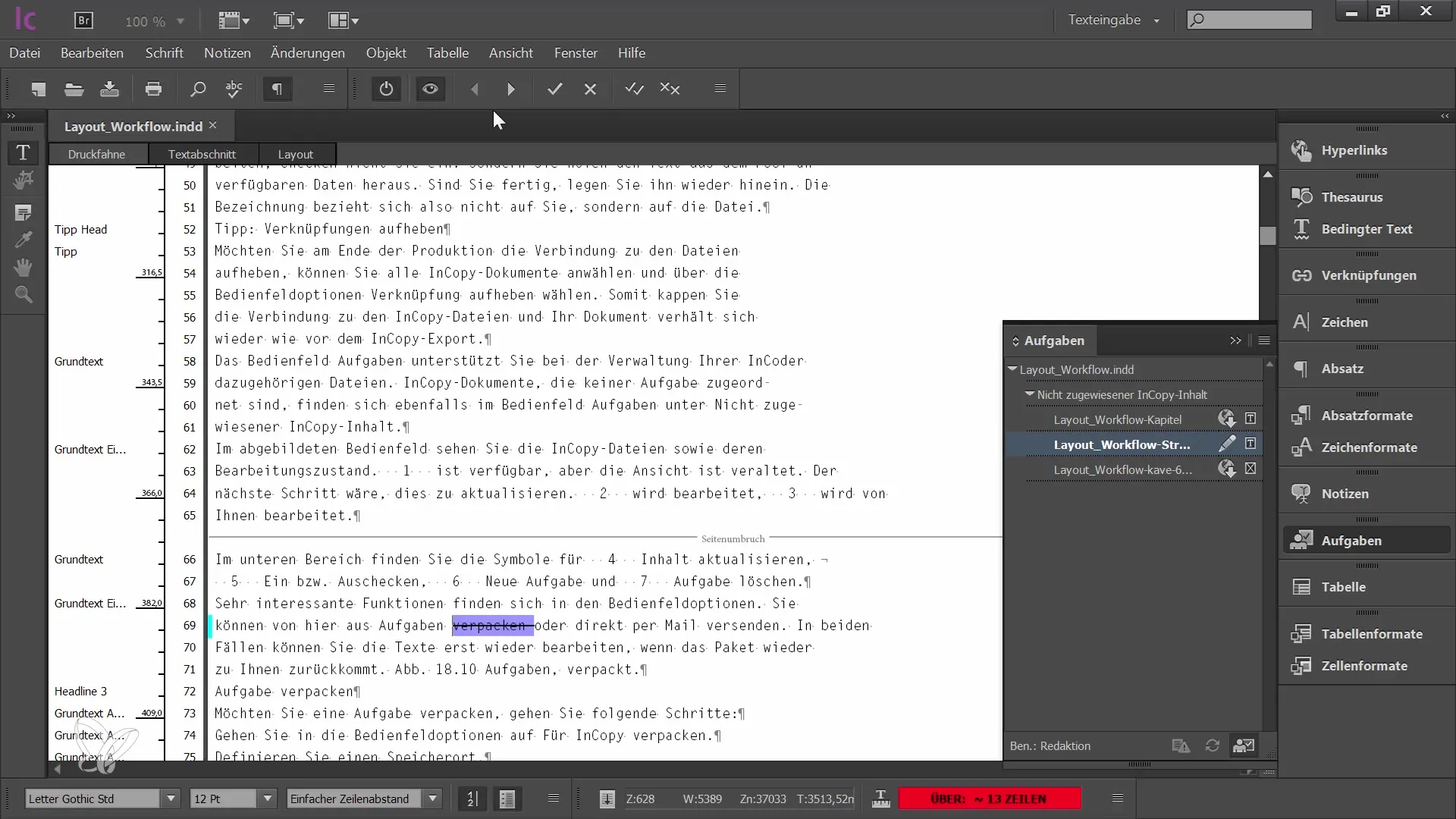 Učinkovita uporaba sledenja sprememb v programu Adobe InCopy CC