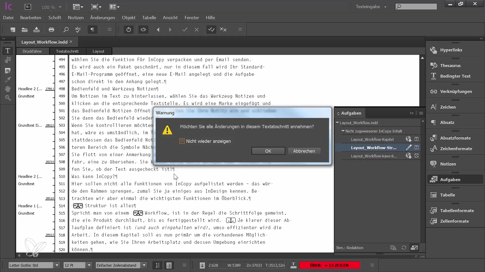 Effektive Nutzung der Änderungsverfolgung in Adobe InCopy CC