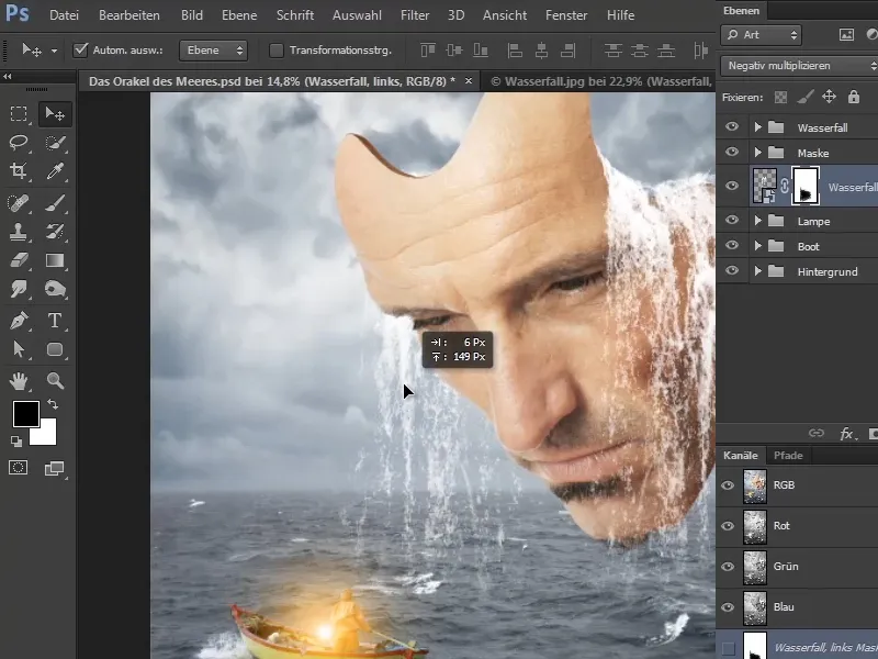 Photoshop composing - The oracle of the sea - Part 09: Optimizing waterfalls and adjusting the sea surface