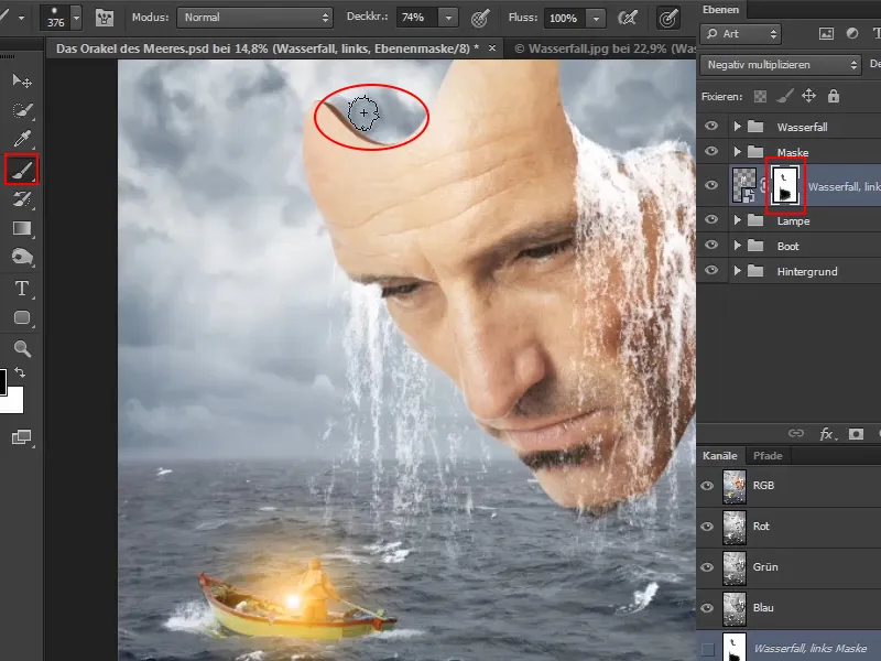 Photoshop composing - The oracle of the sea - Part 09: Optimizing waterfalls and adjusting the sea surface