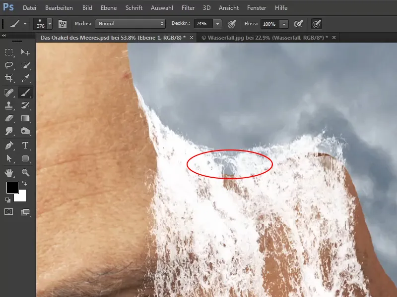 Photoshop composing - The oracle of the sea - Part 09: Optimizing waterfalls and adjusting the sea surface