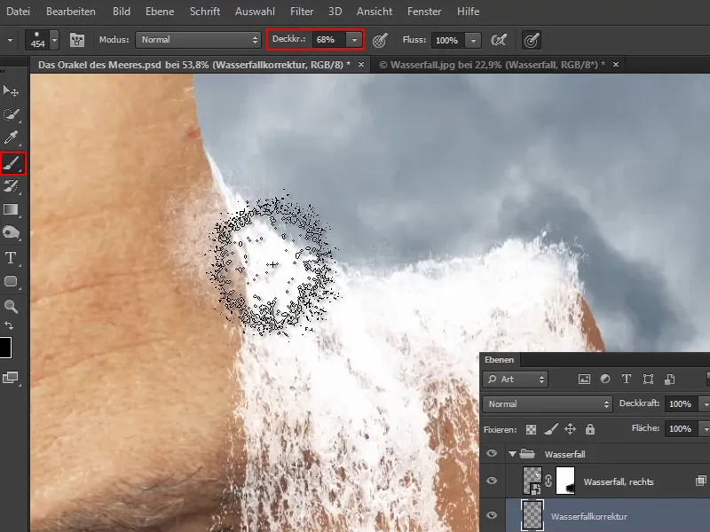 Photoshop composing - The oracle of the sea - Part 09: Optimizing waterfalls and adjusting the sea surface