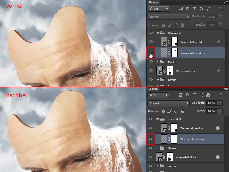 Photoshop composing - The oracle of the sea - Part 09: Optimizing waterfalls and adjusting the sea surface