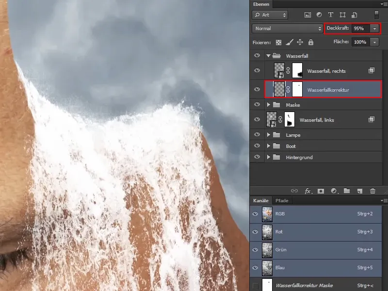 Photoshop composing - The oracle of the sea - Part 09: Optimizing waterfalls and adjusting the sea surface