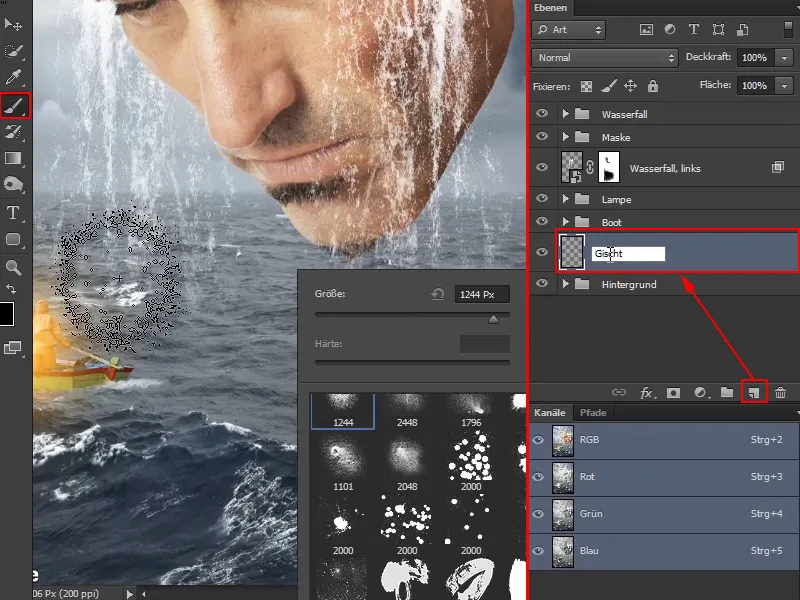 Photoshop composing - The oracle of the sea - Part 09: Optimizing waterfalls and adjusting the sea surface