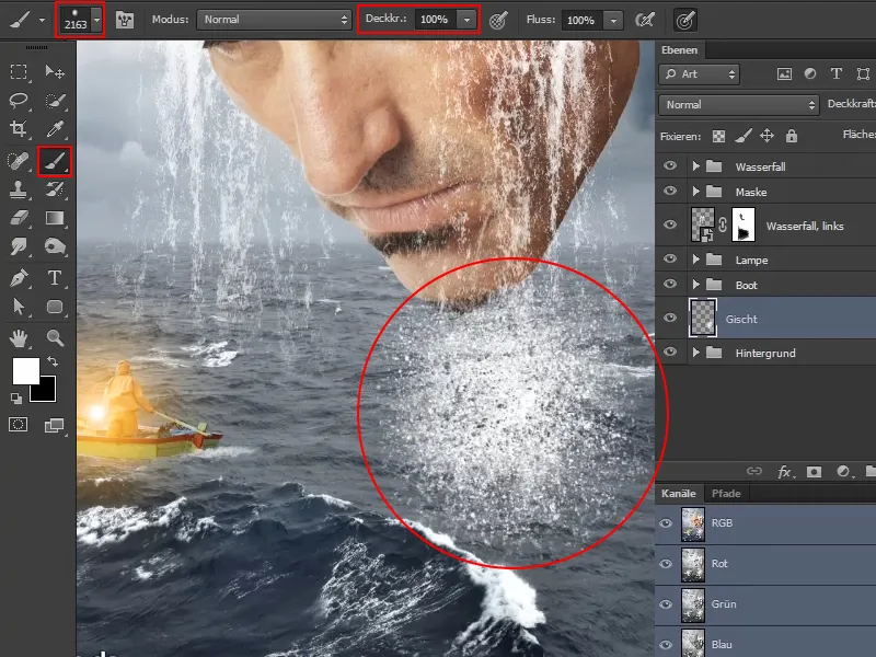 Photoshop composing - The oracle of the sea - Part 09: Optimizing waterfalls and adjusting the sea surface