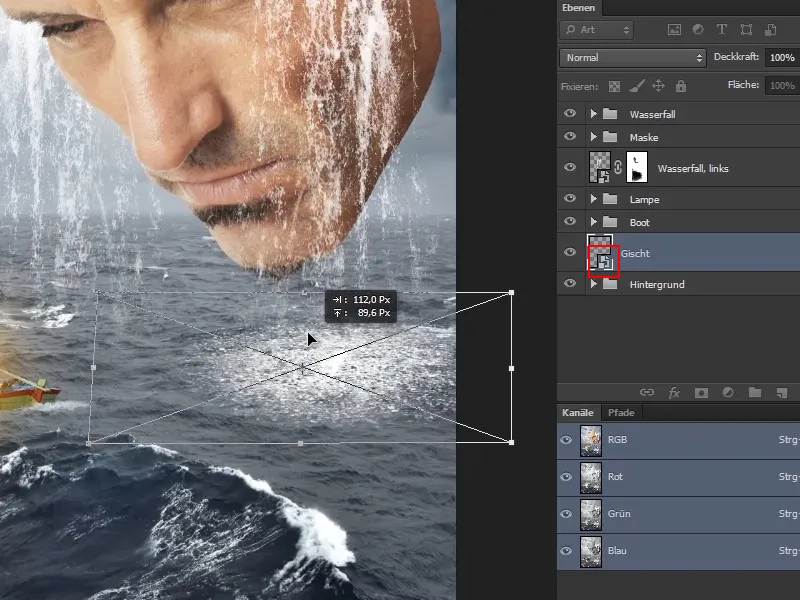 Photoshop composing - The oracle of the sea - Part 09: Optimizing waterfalls and adjusting the sea surface