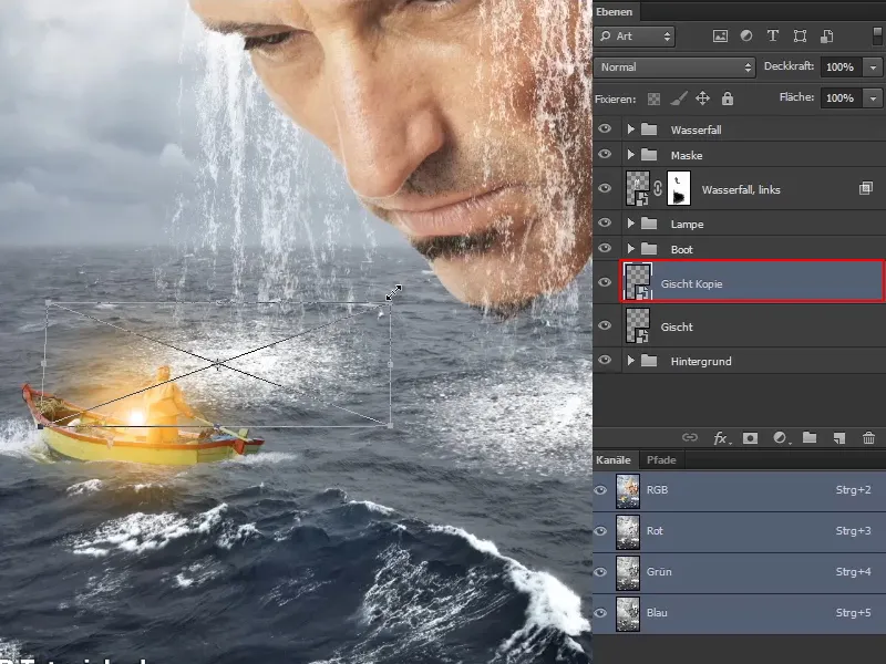 Photoshop composing - The oracle of the sea - Part 09: Optimizing waterfalls and adjusting the sea surface