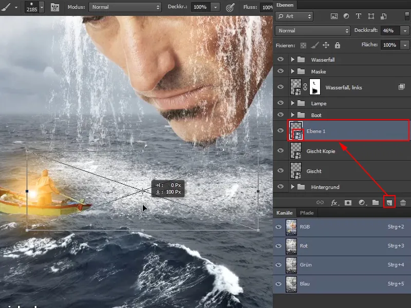 Photoshop composing - The oracle of the sea - Part 09: Optimizing waterfalls and adjusting the sea surface