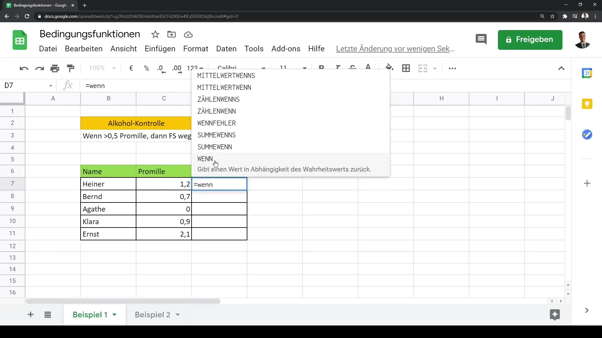 Introduction aux fonctions conditionnelles dans Google Sheets