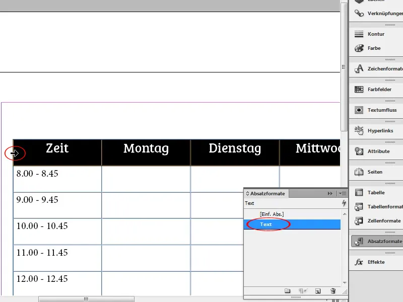 Create timetable in Adobe InDesign