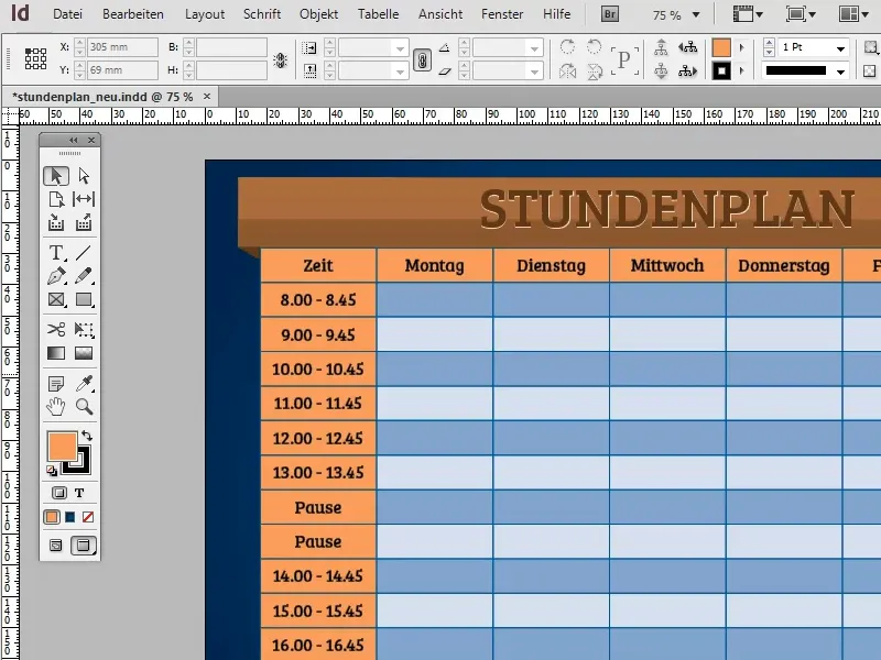 Utwórz plan lekcji w programie Adobe InDesign.