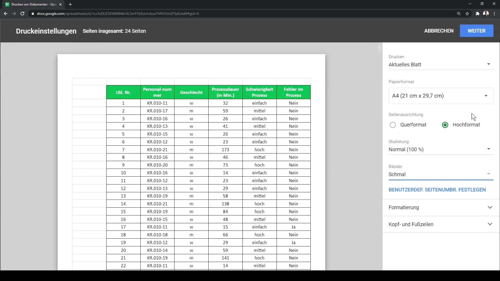 Mencetak Google Sheets dengan efisien