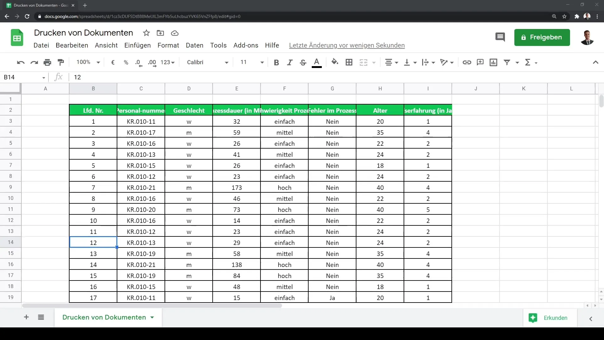 Impression efficace des documents Google Sheets