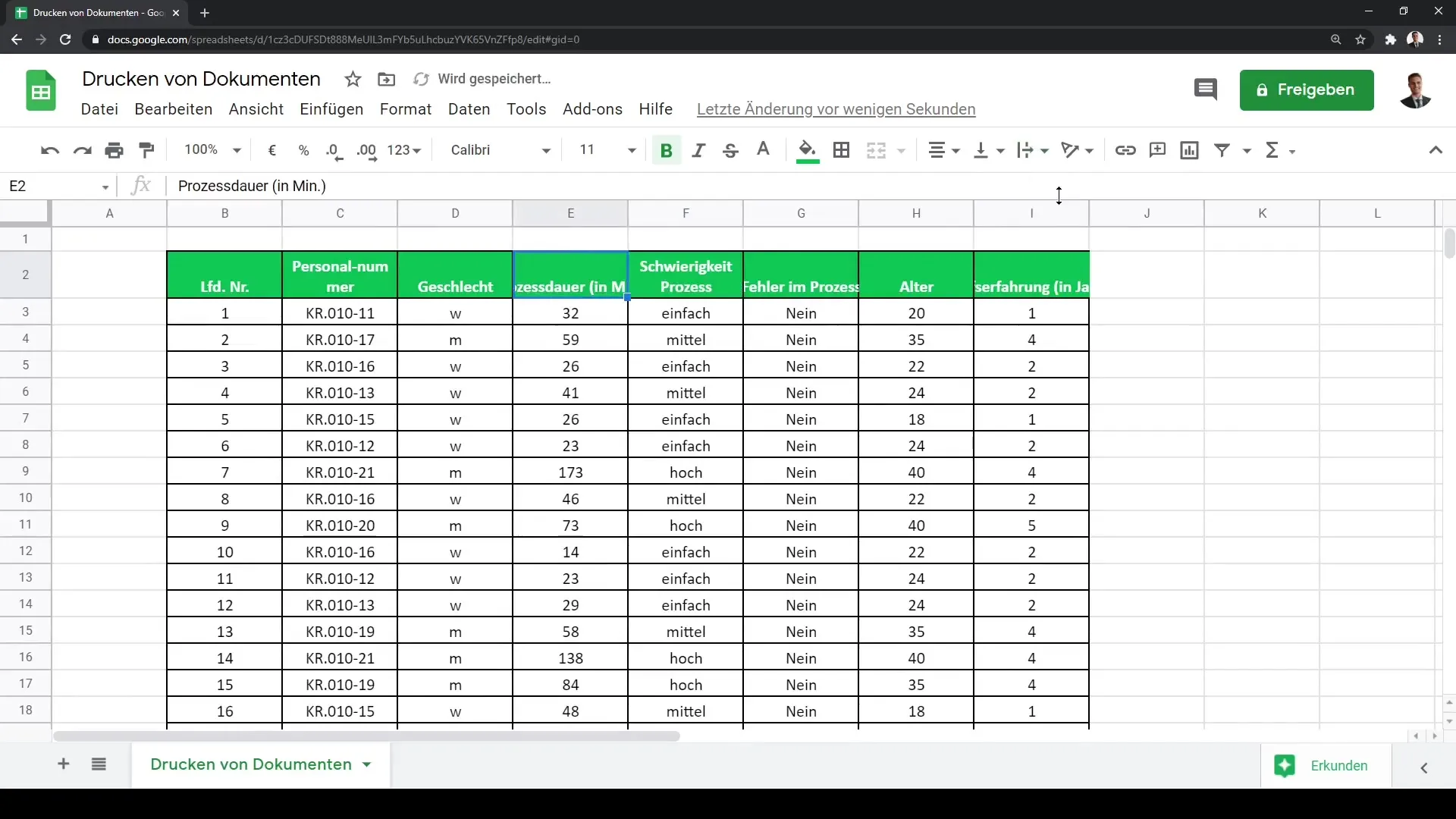 Impression efficace de documents Google Sheets