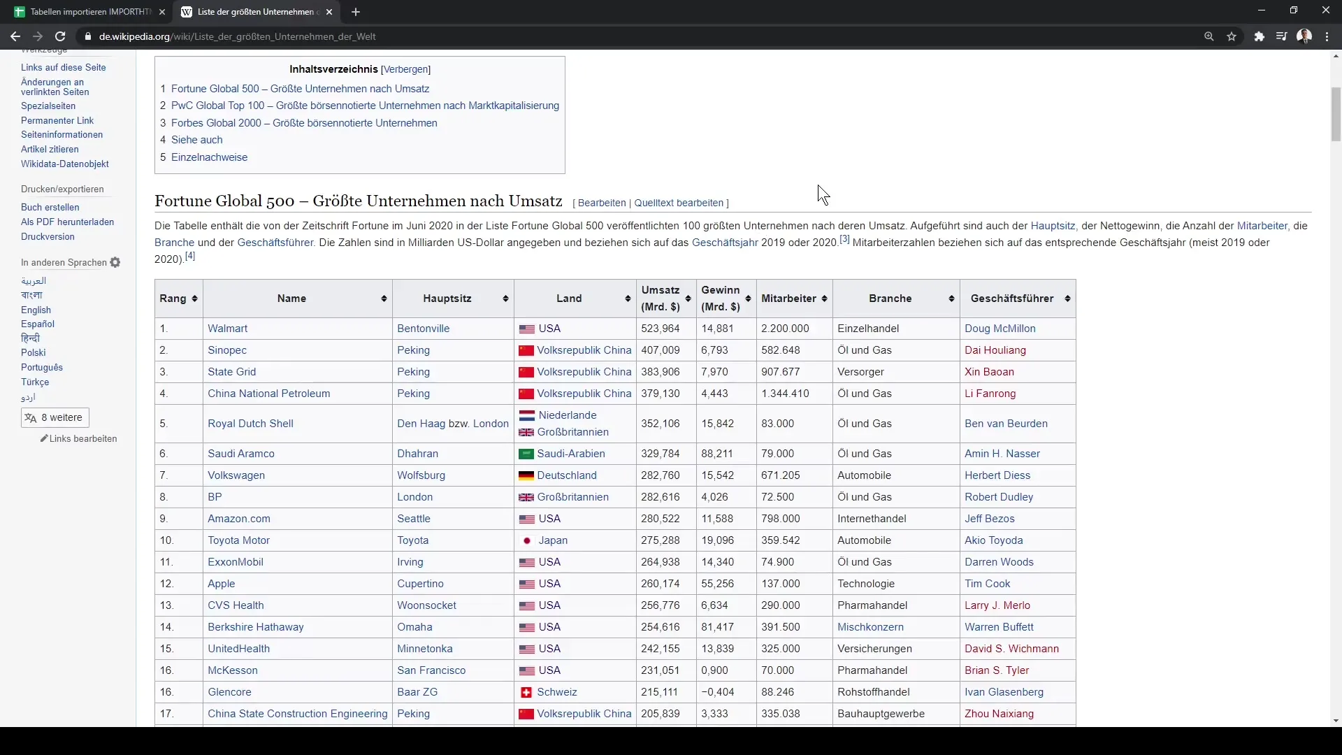 Google Sheets: Mengimpor data dari tabel HTML