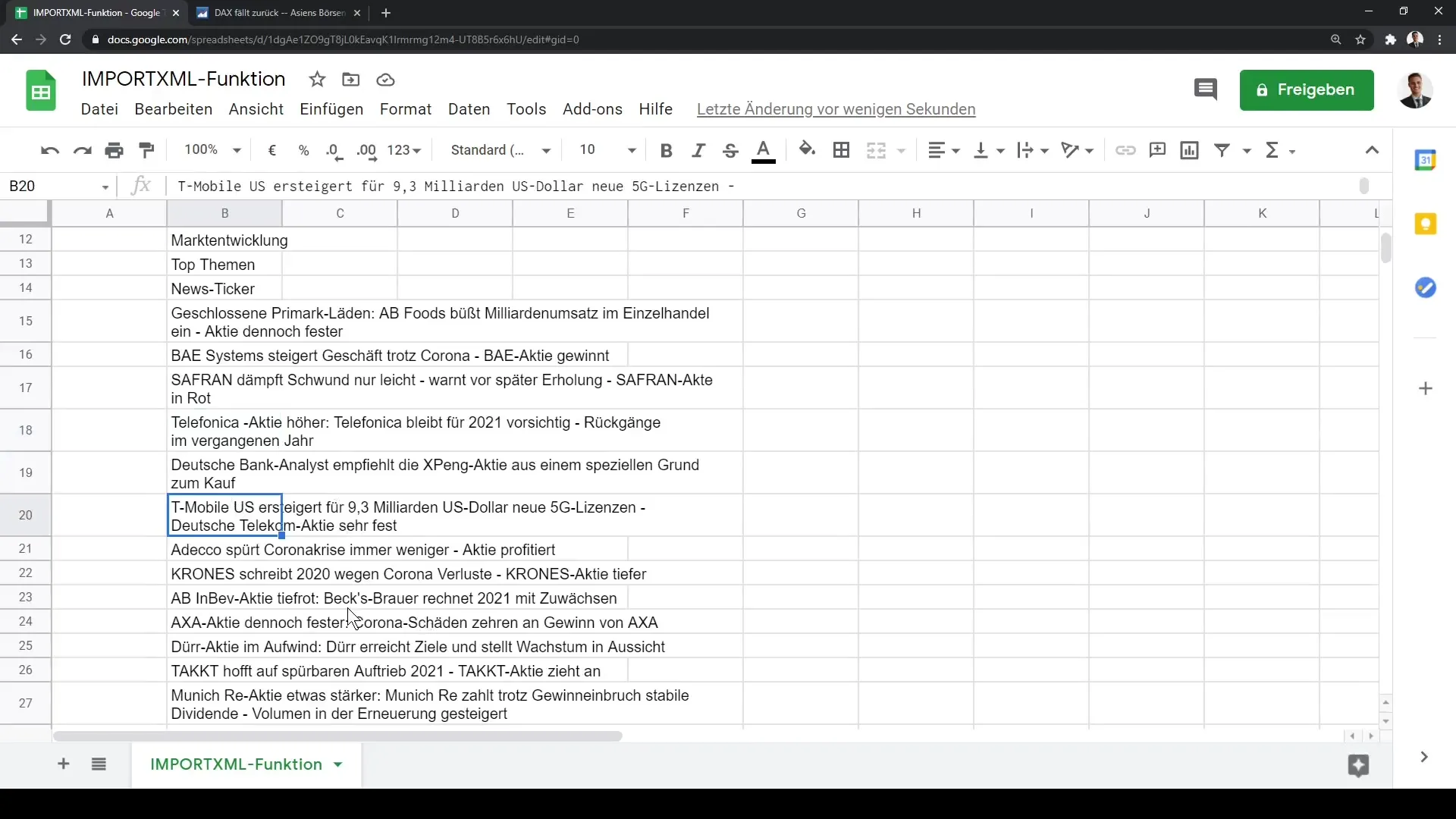 Tutoriel sur Google Sheets : IMPORTXML expliqué étape par étape