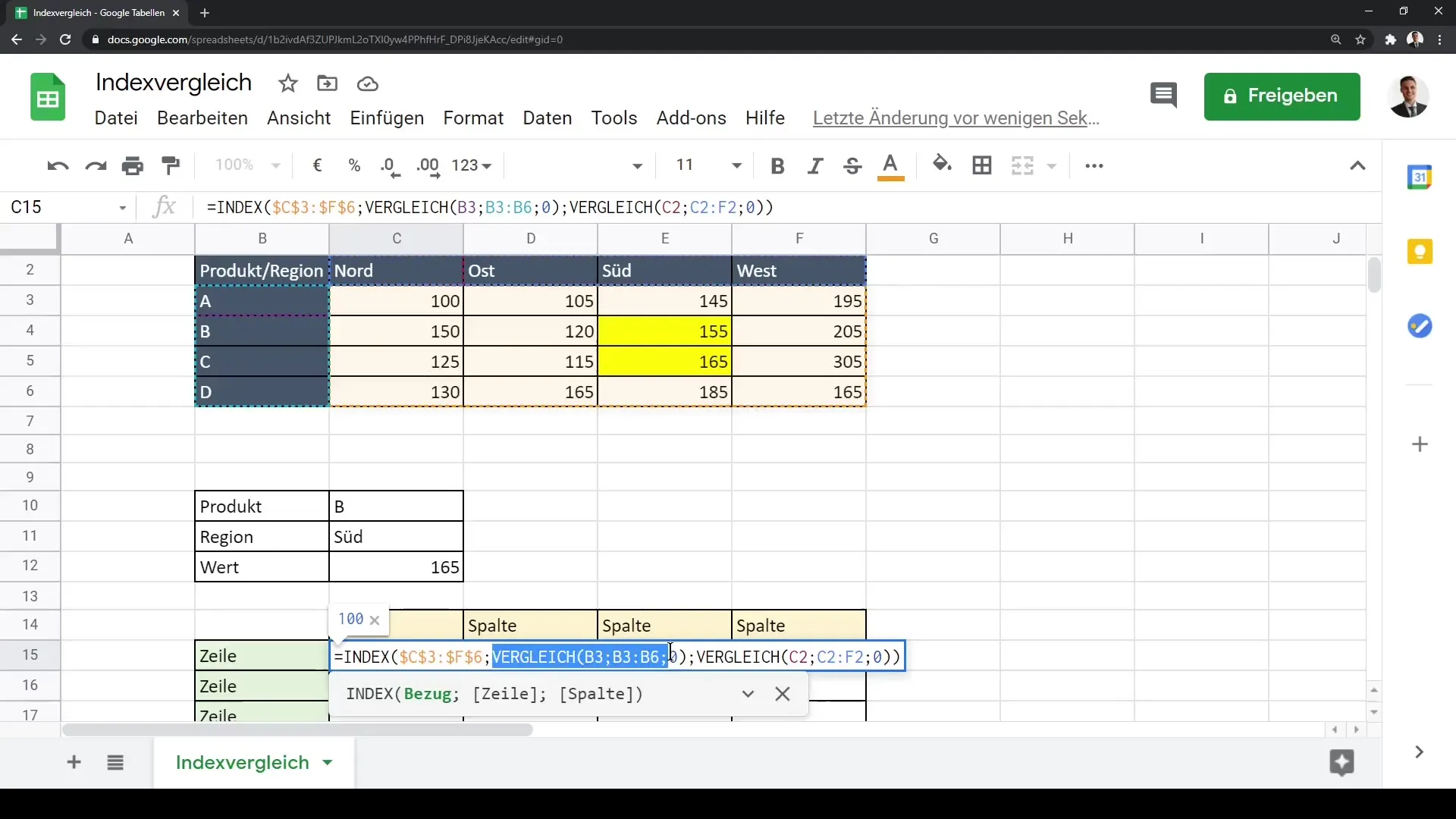 Google Sheets pamācība: efektīva datu analīze ar Indeksu un Salīdzinājumu