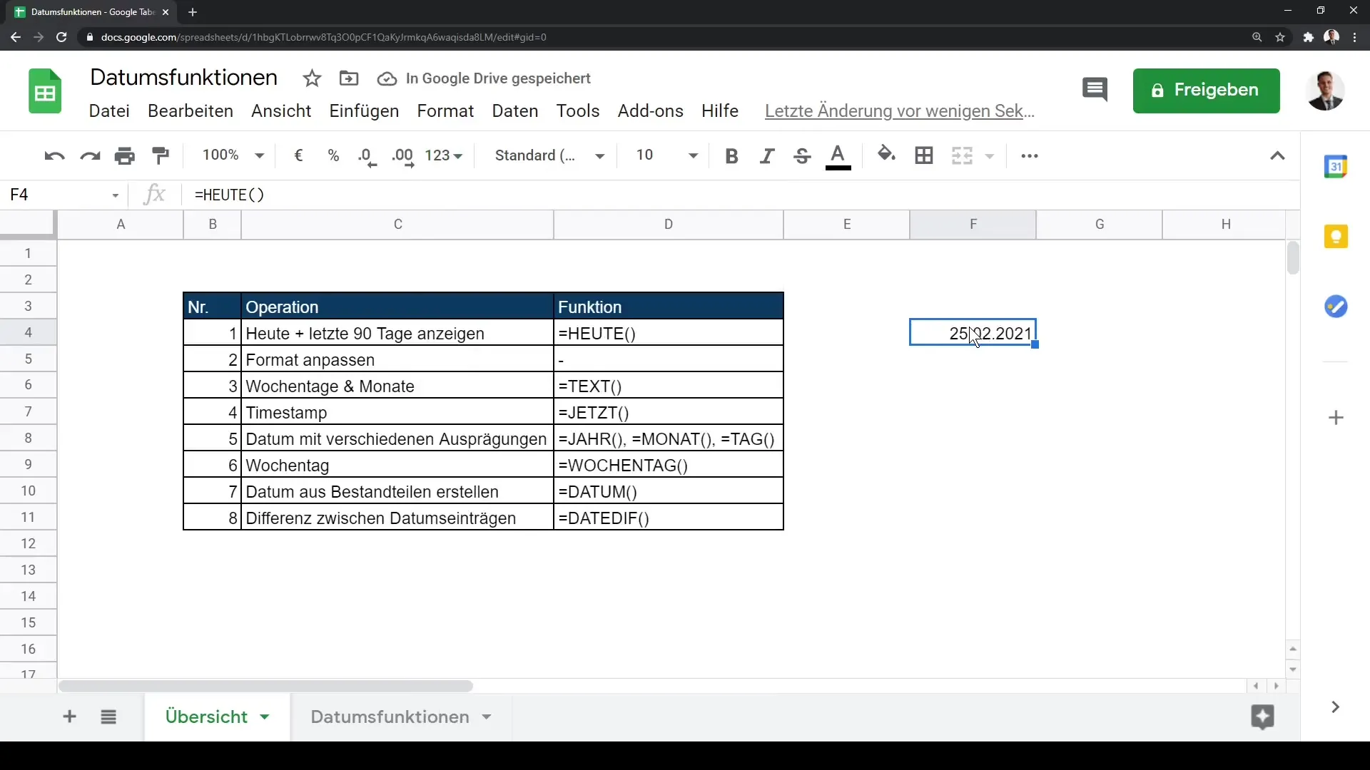 Tutorial de Google Sheets: Aplicación eficiente de funciones de fecha