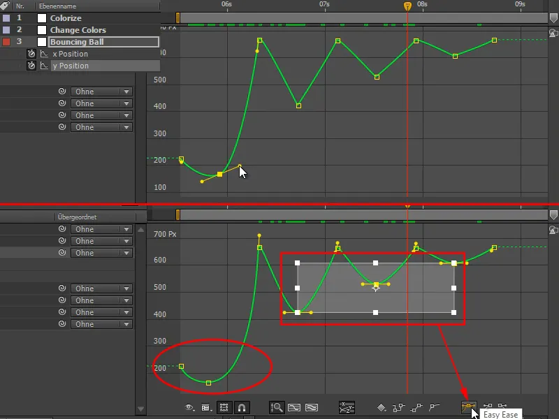 Animasi mudah dibuat: Bouncing Ball - the Curves