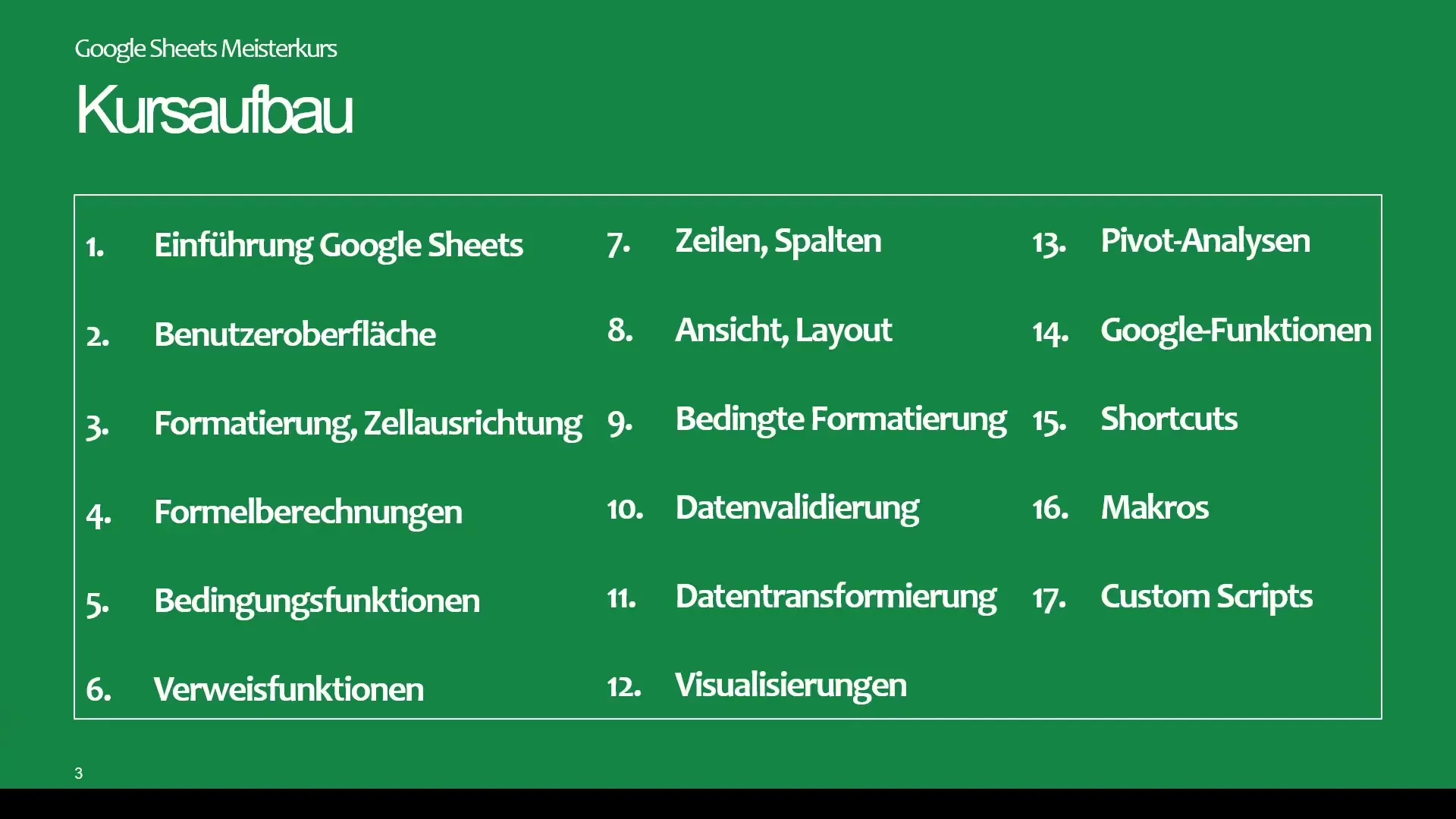 Cours magistral sur Google Sheets : Ce qui t'attend dans le cours !