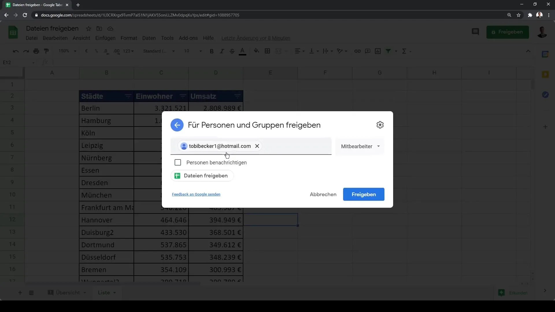 Partage de Google Sheets facilité