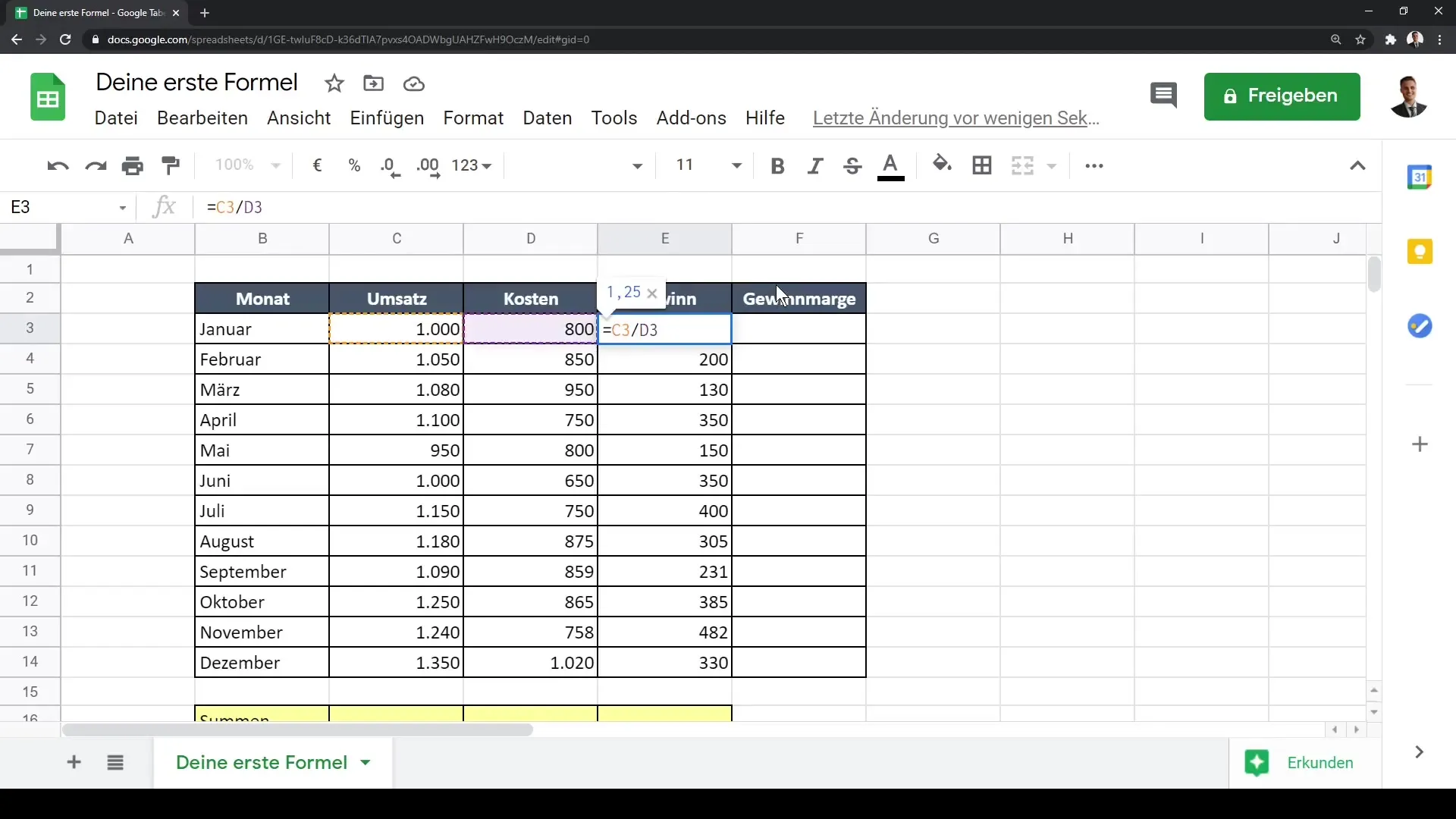 Effektivt arbete med formler i Google Sheets