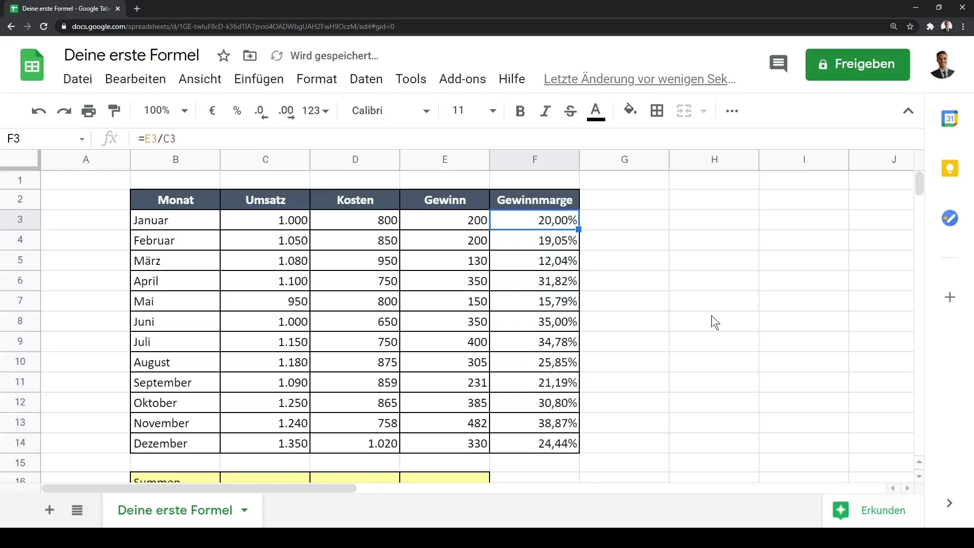 Bekerja secara efisien dengan rumus di Google Sheets