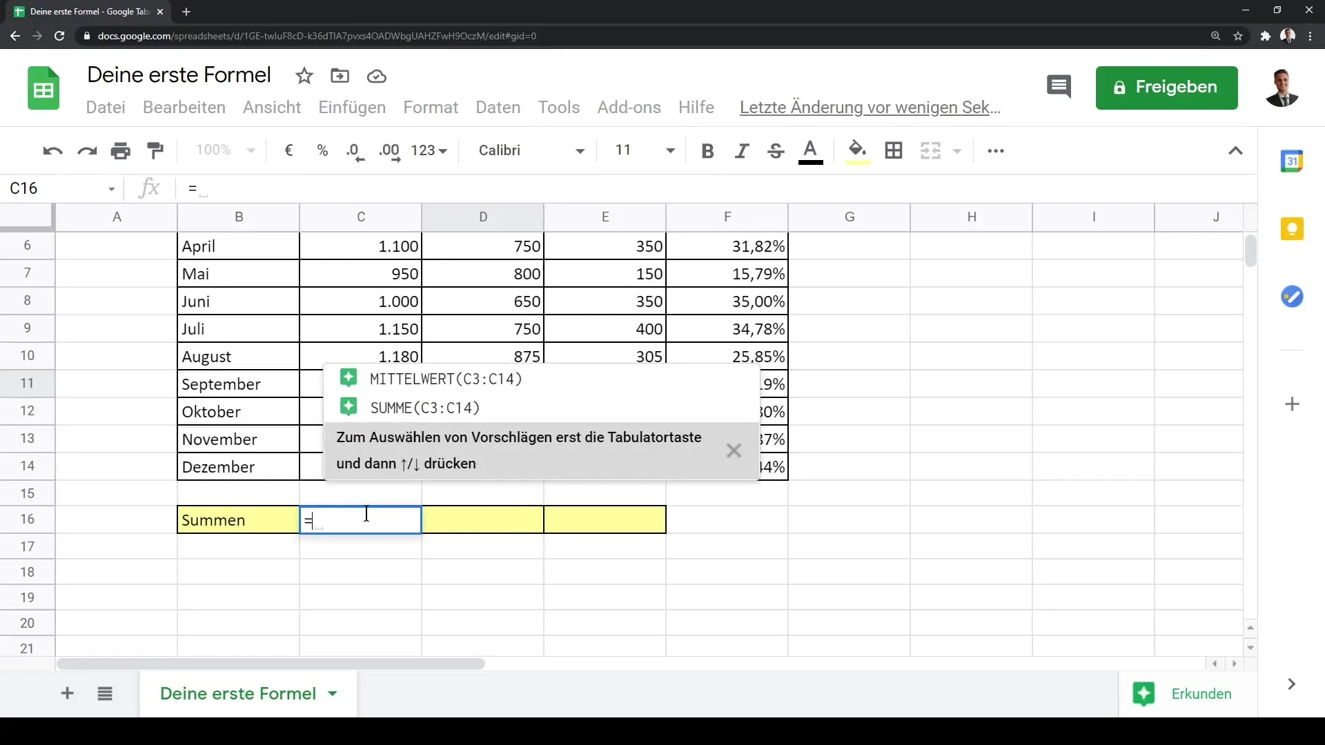 Effektivt arbete med formler i Google Sheets