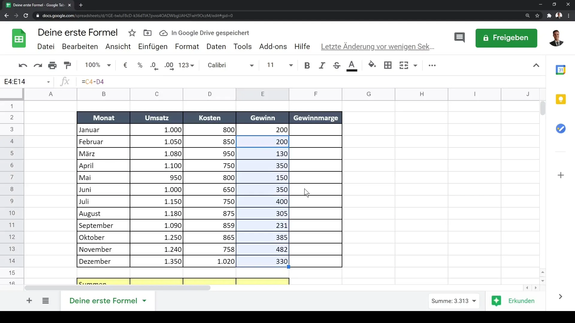 Bekerja secara efisien dengan rumus di Google Sheets