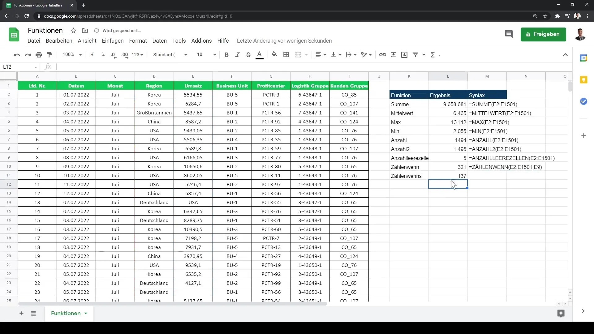 Pemanfaatan Google Sheets yang efisien: Fungsi dan Pintasan untuk data Anda