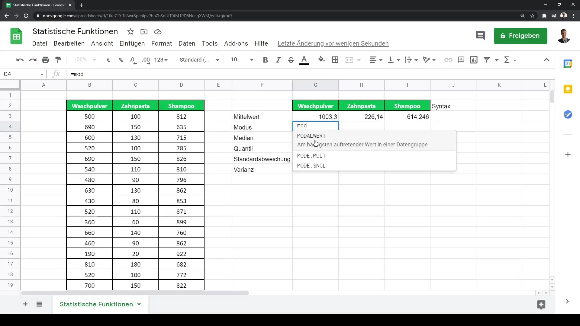 Google Sheets: Fungsi Statistik untuk Analisis Data