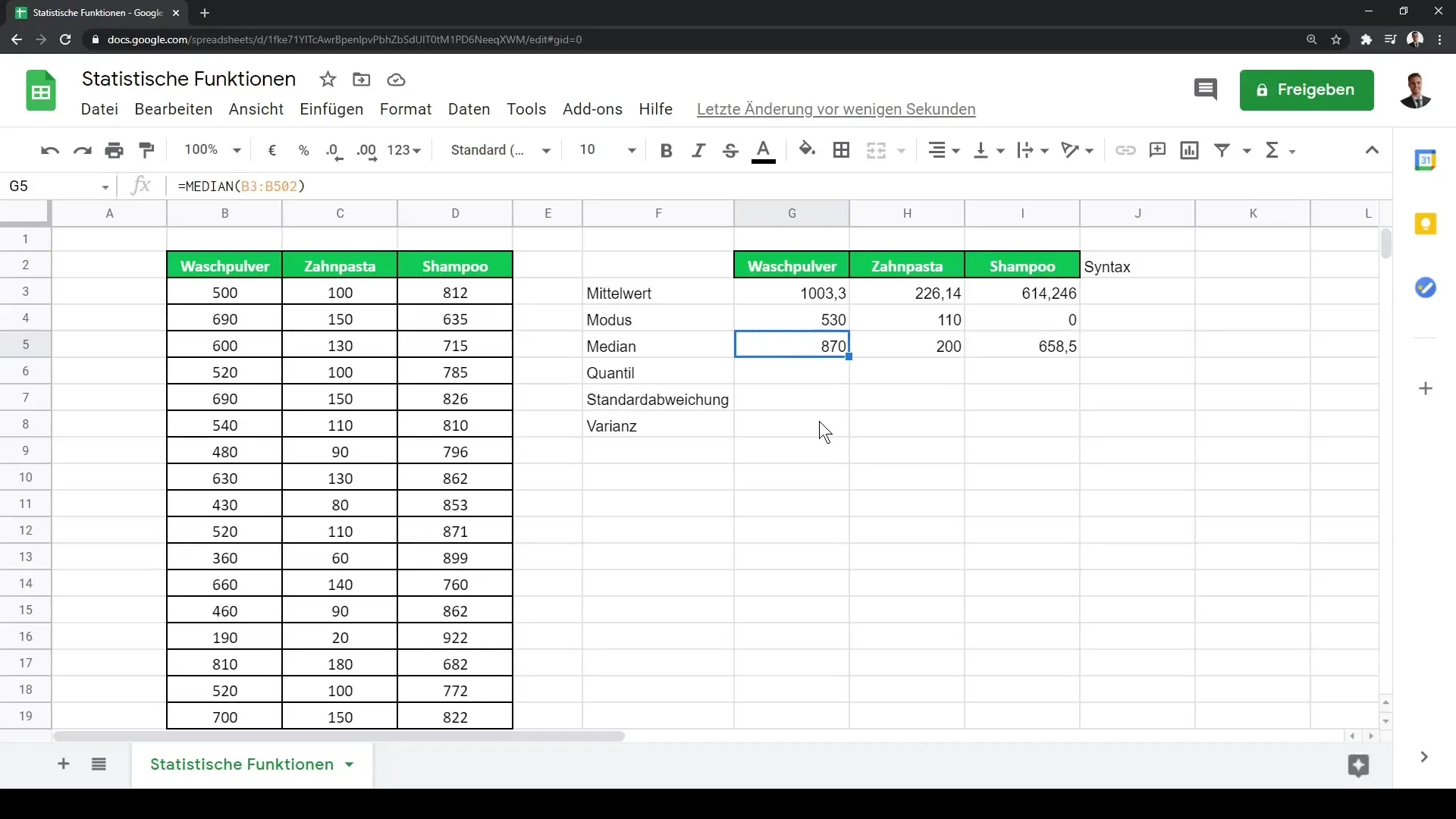 Google Sheets: Statistikas funkcijas datu analīzei