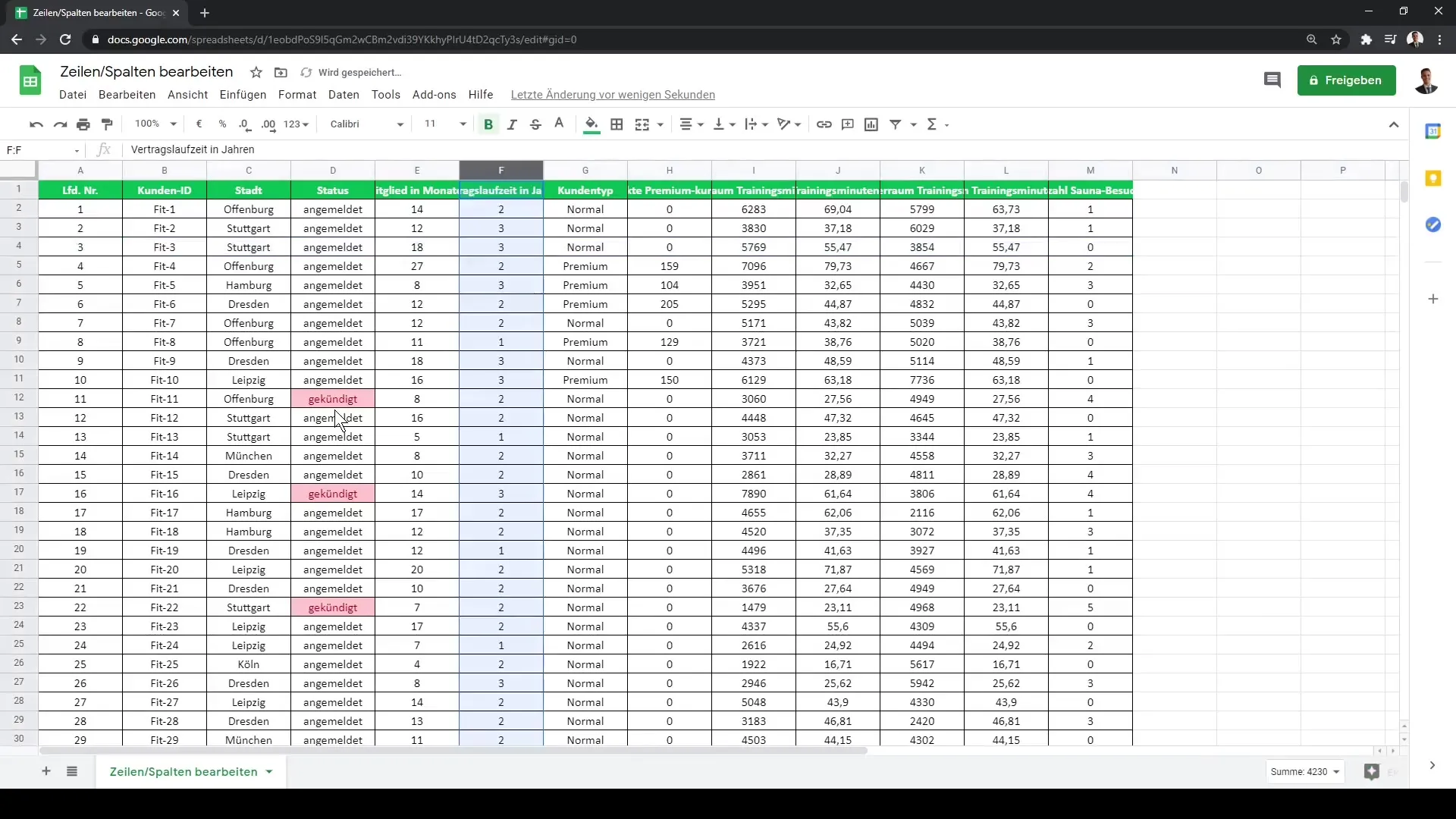 Google Sheets : Modifier les colonnes et les lignes efficacement