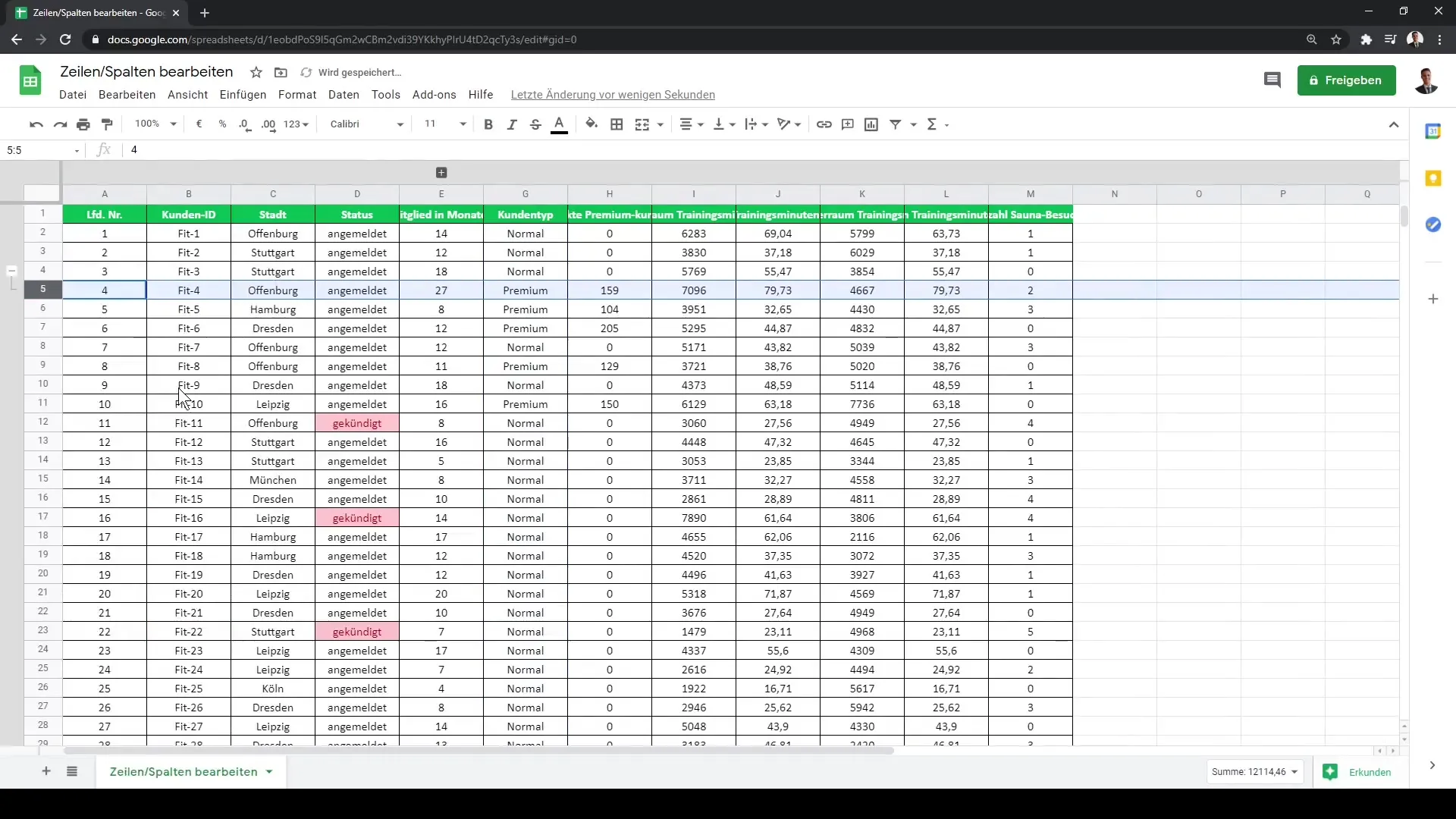 Google Sheets: Mengedit kolom dan baris secara efisien